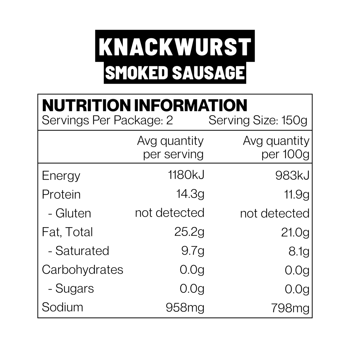 SMOKED KNACKWURST SAUSAGE