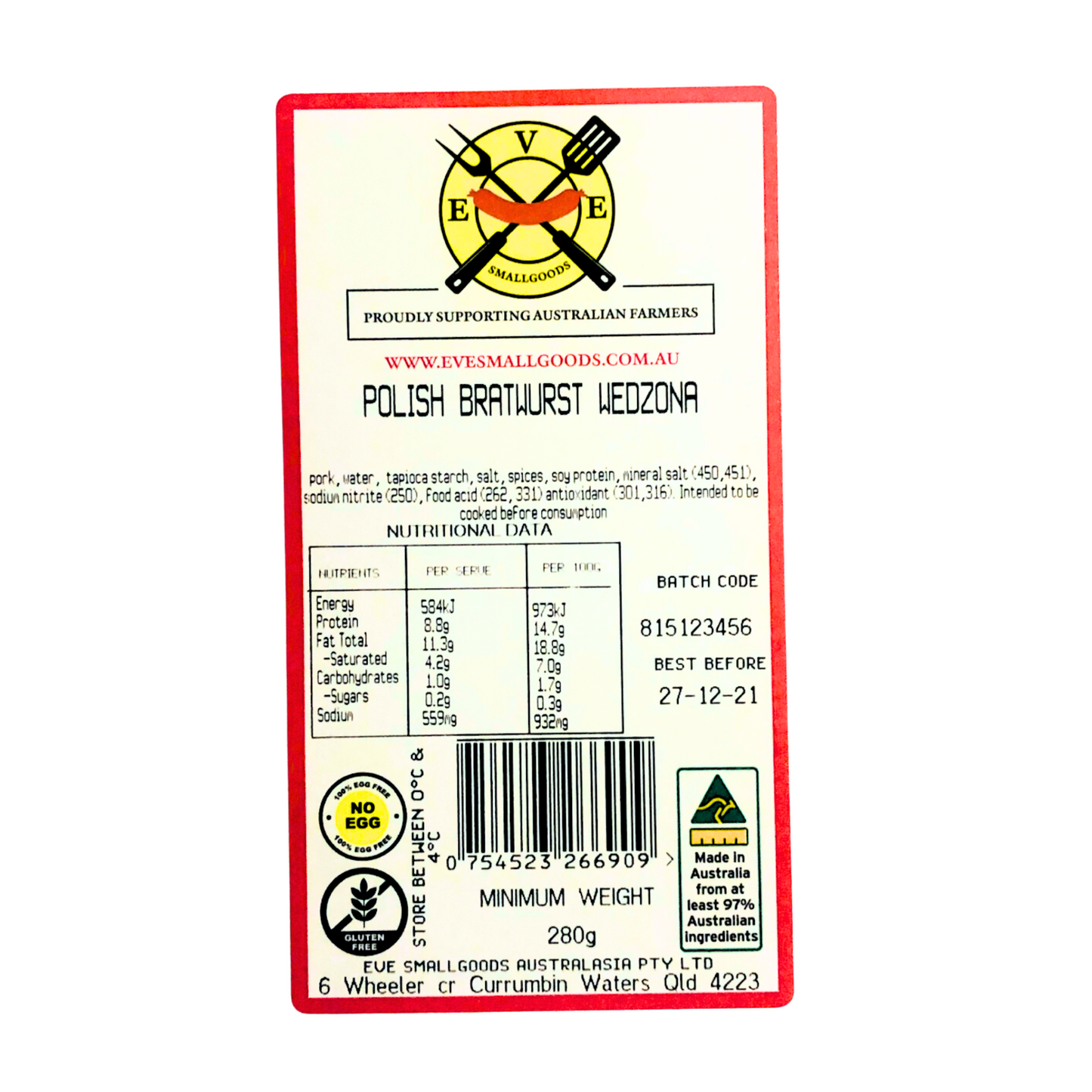 Bratwurst - Polish Wedzona Sausage