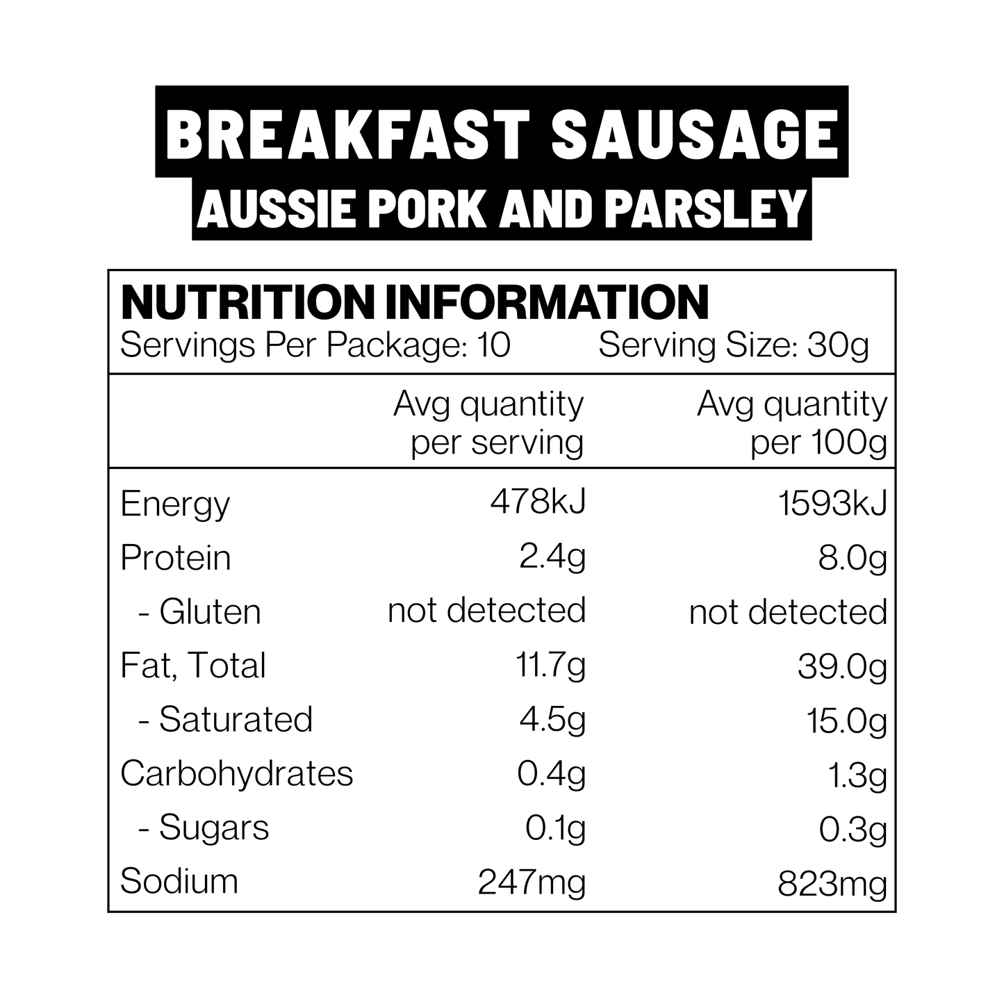 Aussie Pork And Parsley Breakfast Sausage