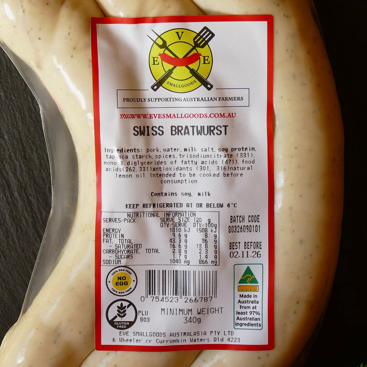 SWISS BRATWURST SAUSAGE