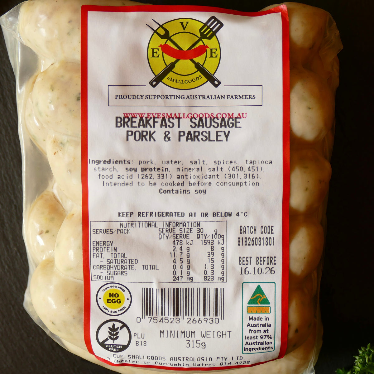 PORK & PARSLEY BREAKFAST SAUSAGE